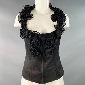 Anne Fontaine Black Ruffled Corset Top